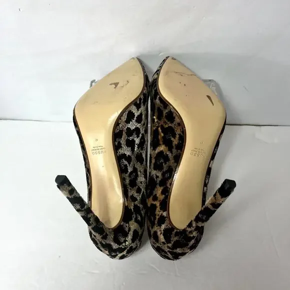 Francensco Russo Pumps Woman 11 Velvet Leopard Print Stiletto Heels Italy Made - Picture 15 of 16